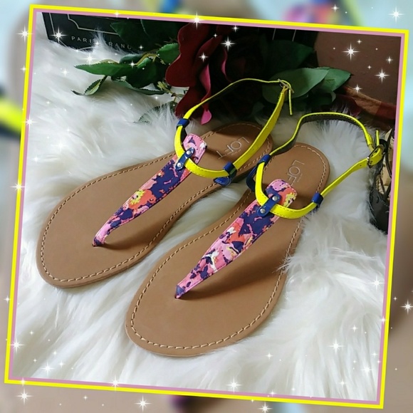LOFT Shoes - FINAL! NWT Loft Yellow Multi Thong Sandals